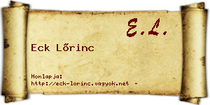 Eck Lőrinc névjegykártya